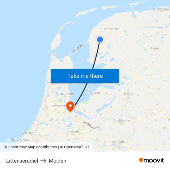 Littenseradiel to Muiden map