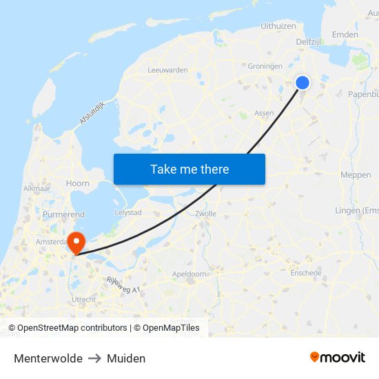 Menterwolde to Muiden map