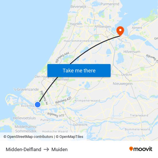 Midden-Delfland to Muiden map