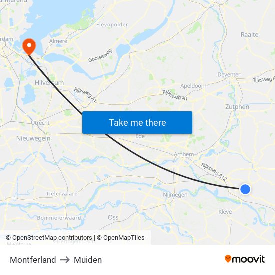 Montferland to Muiden map