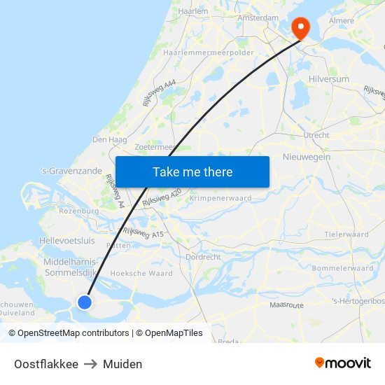 Oostflakkee to Muiden map