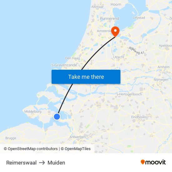 Reimerswaal to Muiden map