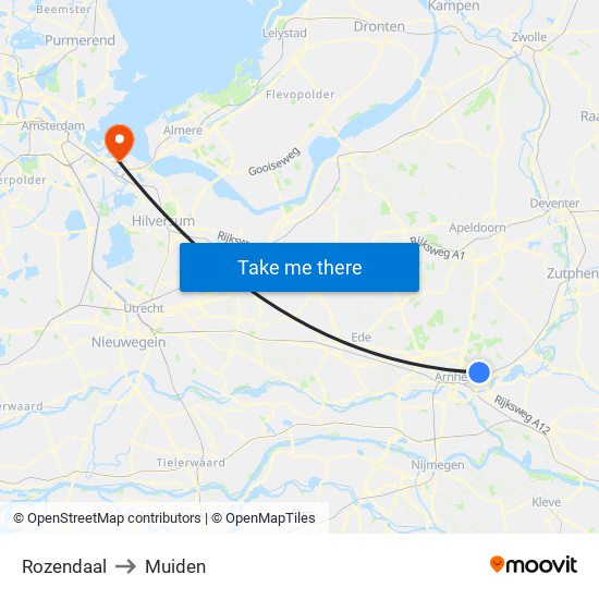 Rozendaal to Muiden map