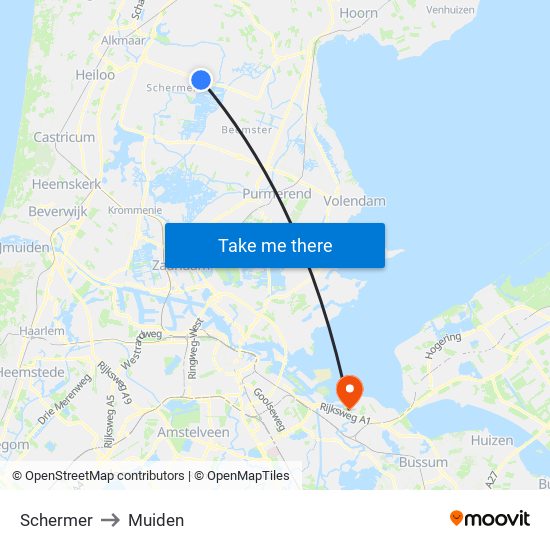 Schermer to Muiden map