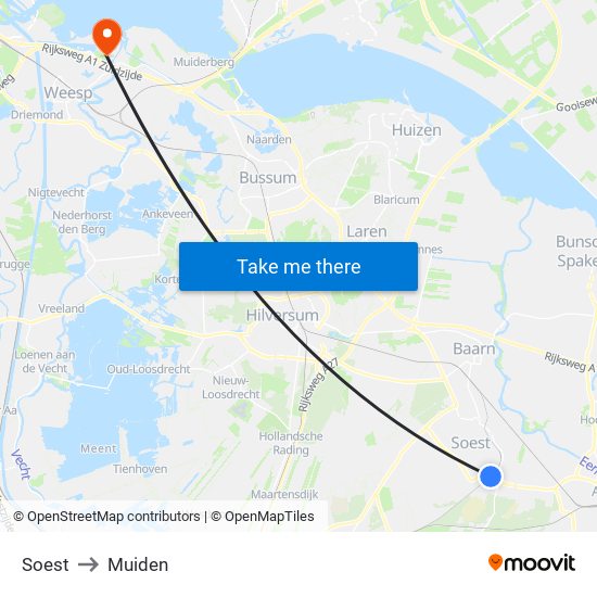 Soest to Muiden map