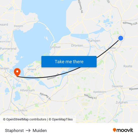 Staphorst to Muiden map