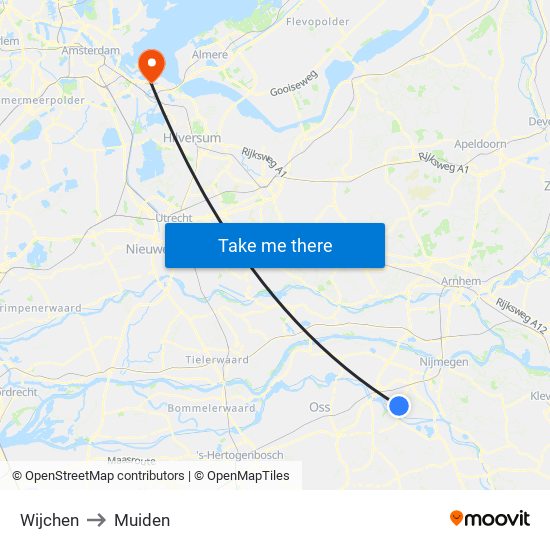 Wijchen to Muiden map