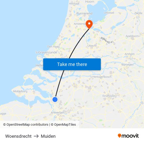 Woensdrecht to Muiden map