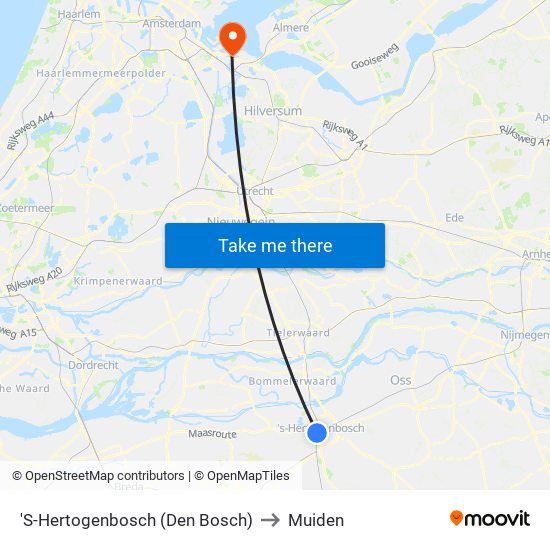 'S-Hertogenbosch (Den Bosch) to Muiden map