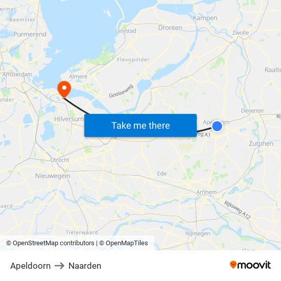 Apeldoorn to Naarden map