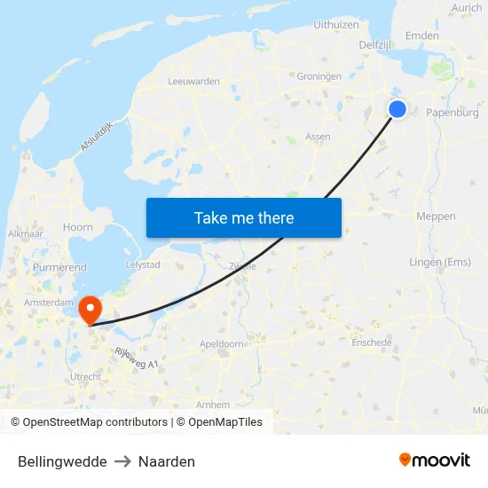 Bellingwedde to Naarden map