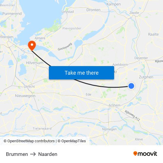Brummen to Naarden map