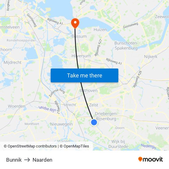 Bunnik to Naarden map