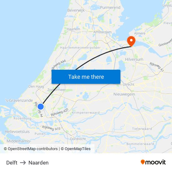 Delft to Naarden map