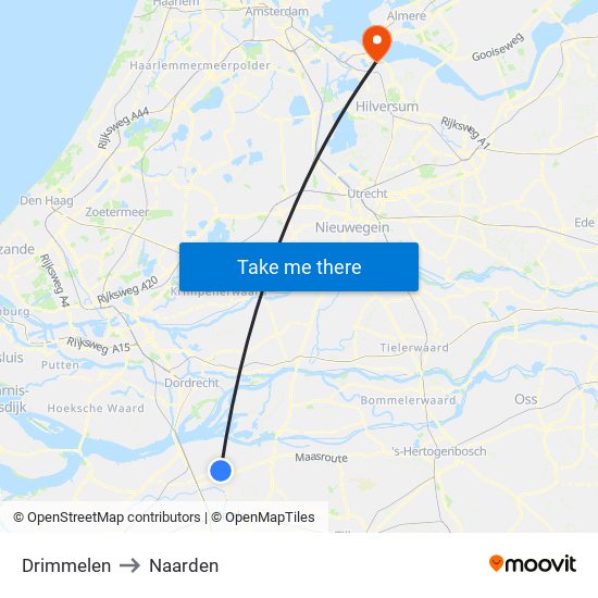 Drimmelen to Naarden map