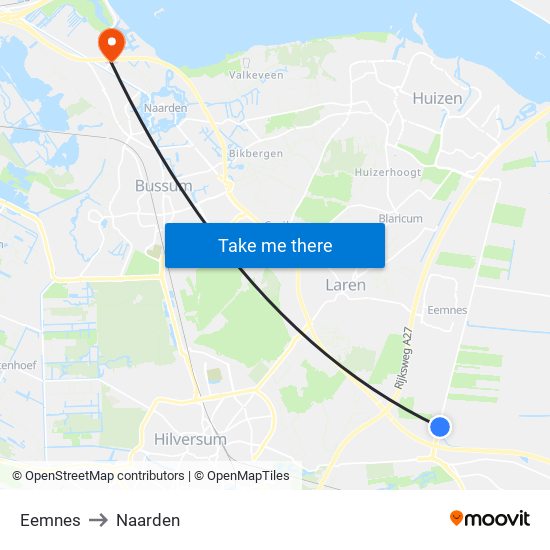 Eemnes to Naarden map