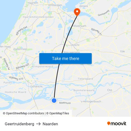Geertruidenberg to Naarden map