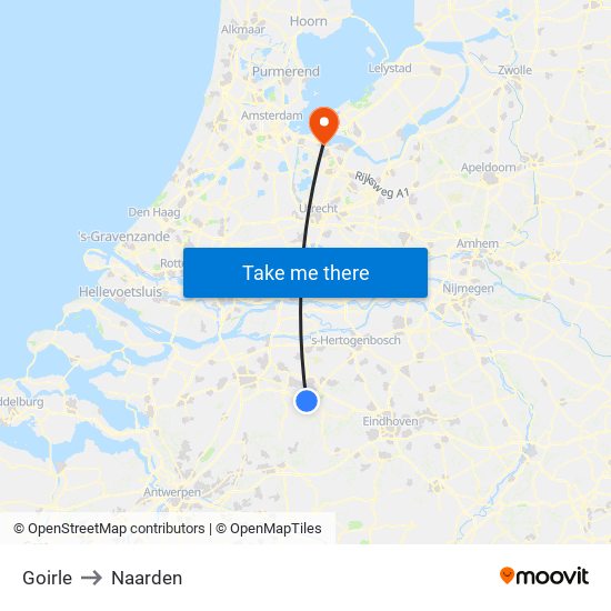 Goirle to Naarden map