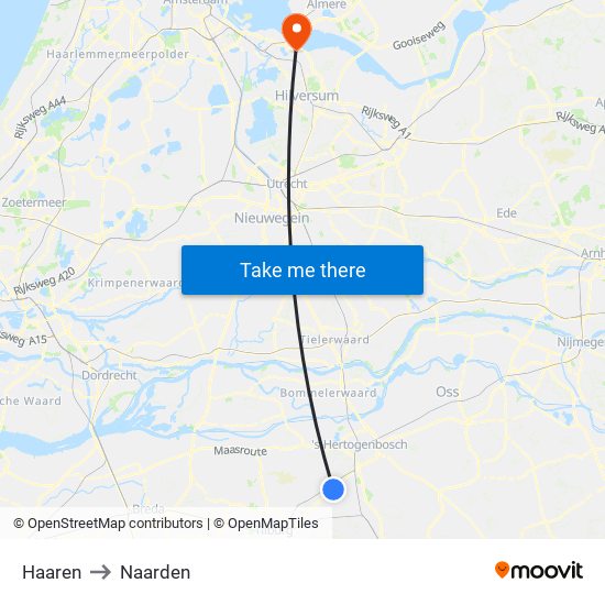 Haaren to Naarden map