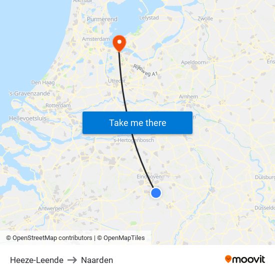 Heeze-Leende to Naarden map