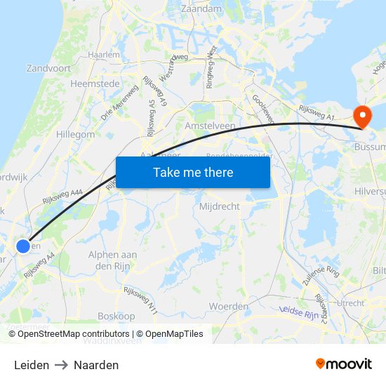 Leiden to Naarden map
