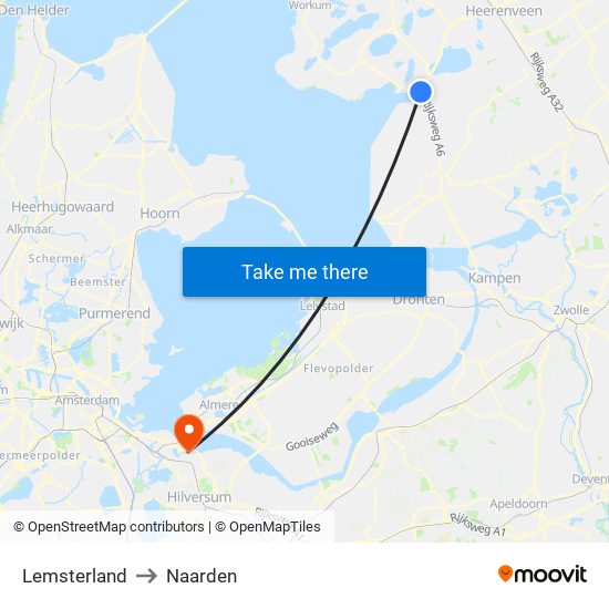 Lemsterland to Naarden map