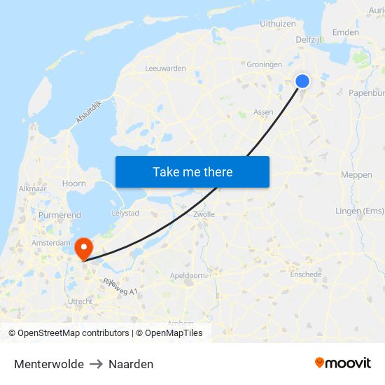 Menterwolde to Naarden map