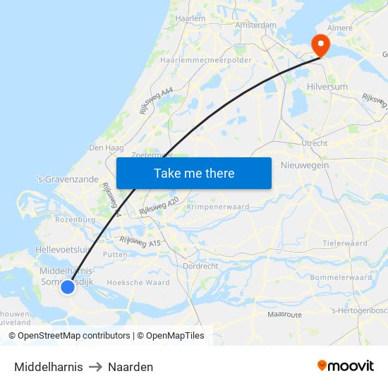 Middelharnis to Naarden map