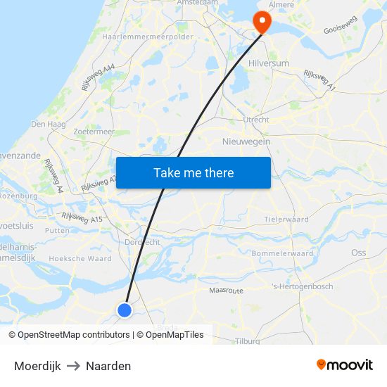 Moerdijk to Naarden map