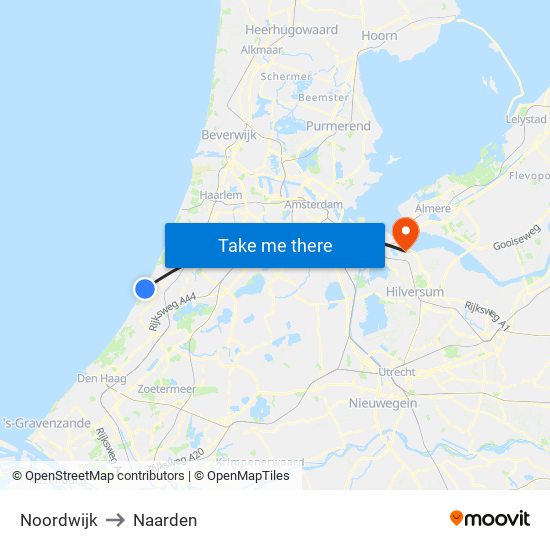 Noordwijk to Naarden map