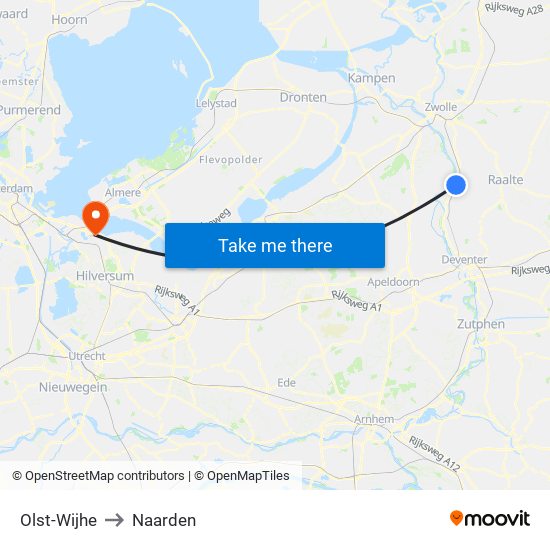 Olst-Wijhe to Naarden map