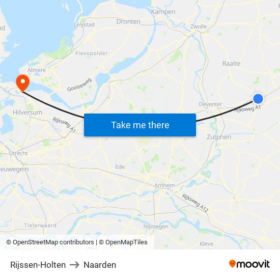 Rijssen-Holten to Naarden map