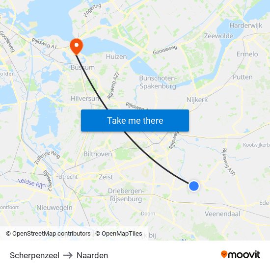 Scherpenzeel to Naarden map