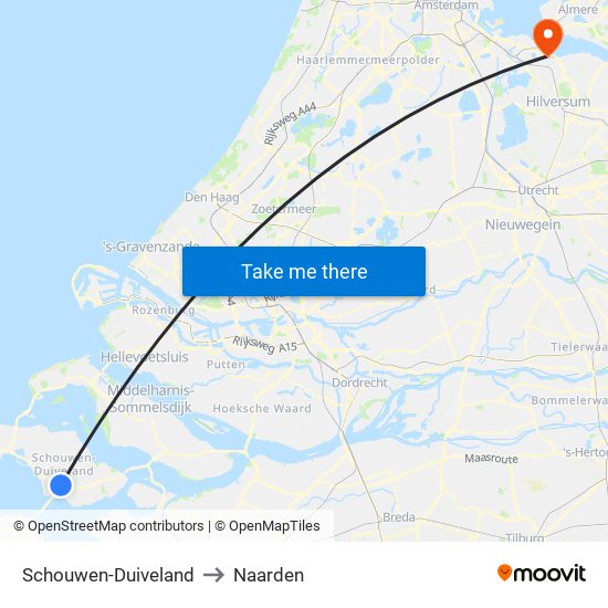 Schouwen-Duiveland to Naarden map