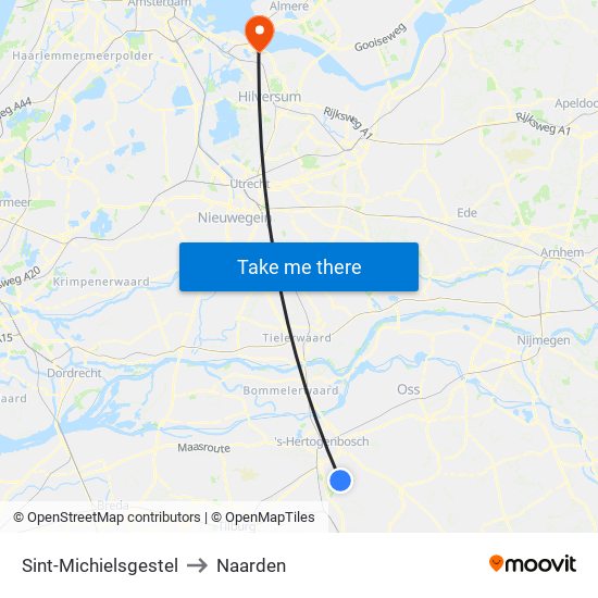 Sint-Michielsgestel to Naarden map