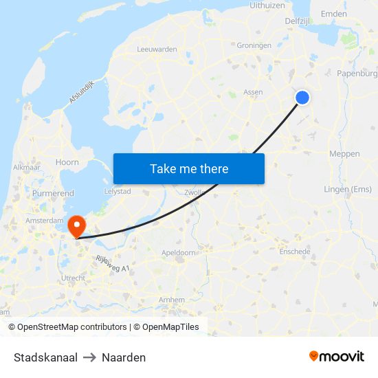 Stadskanaal to Naarden map