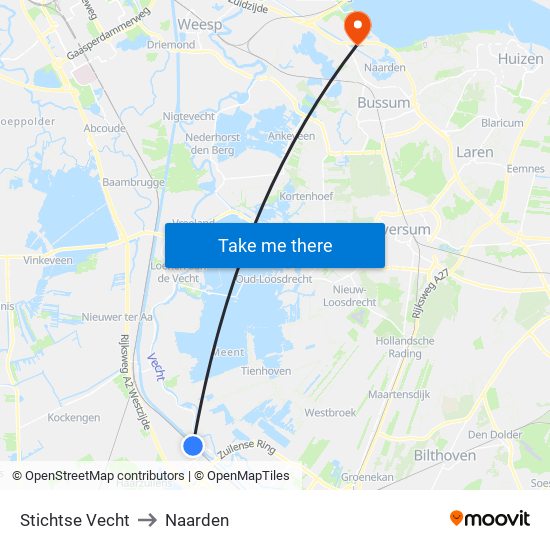 Stichtse Vecht to Naarden map