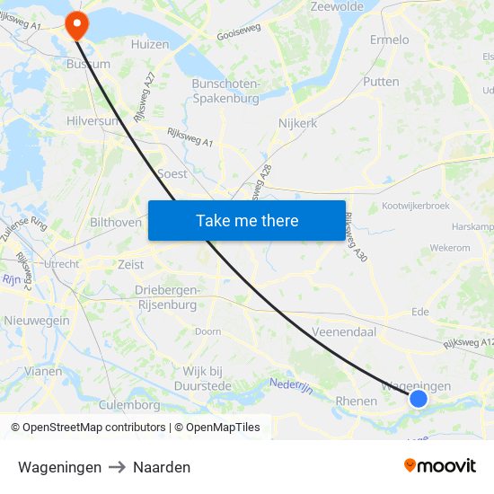 Wageningen to Naarden map