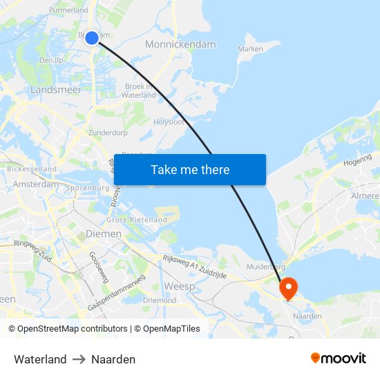 Waterland to Naarden map