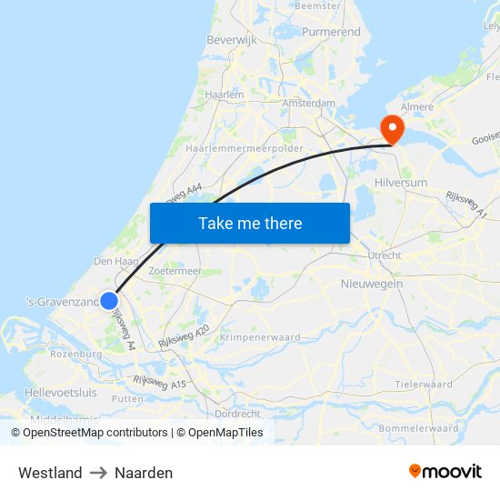 Westland to Naarden map