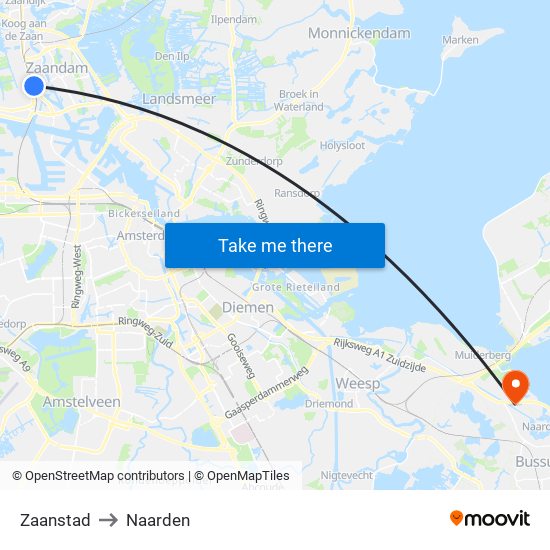 Zaanstad to Naarden map