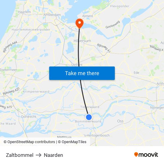 Zaltbommel to Naarden map