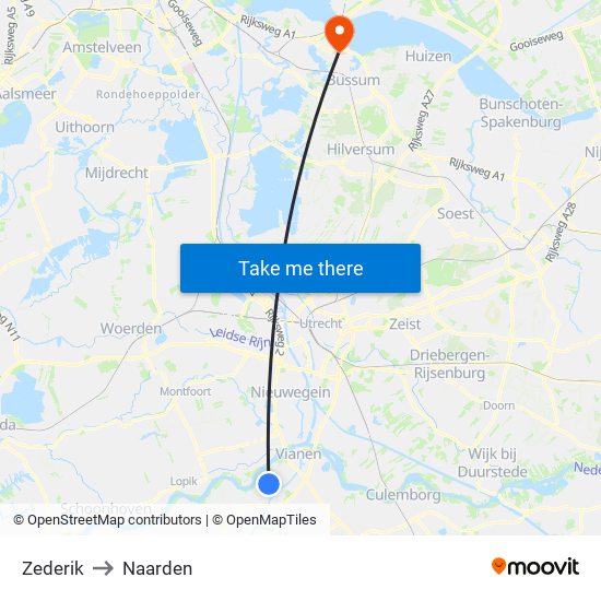 Zederik to Naarden map