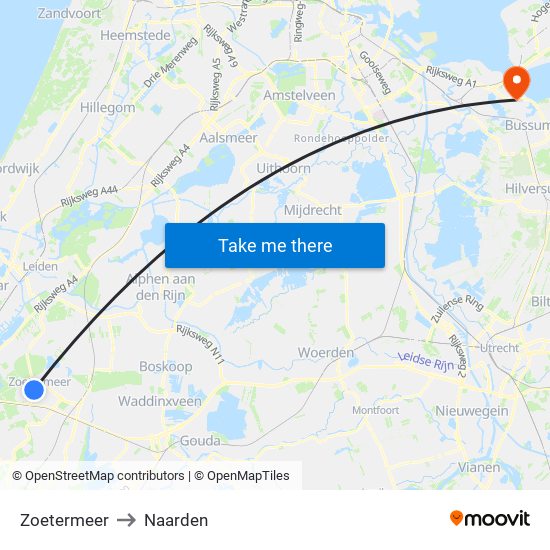 Zoetermeer to Naarden map