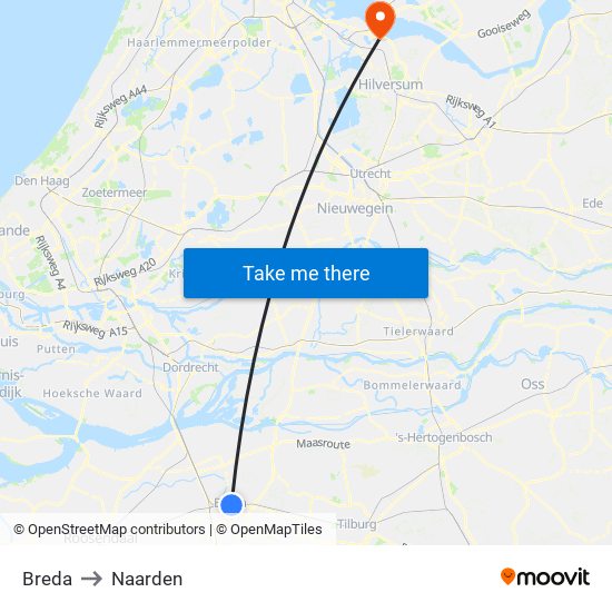 Breda to Naarden map