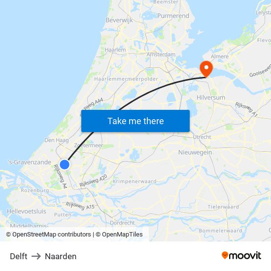 Delft to Naarden map