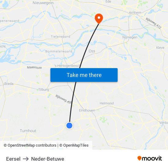 Eersel to Neder-Betuwe map