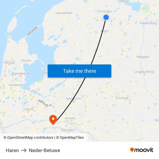 Haren to Neder-Betuwe map