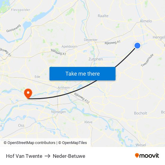 Hof Van Twente to Neder-Betuwe map