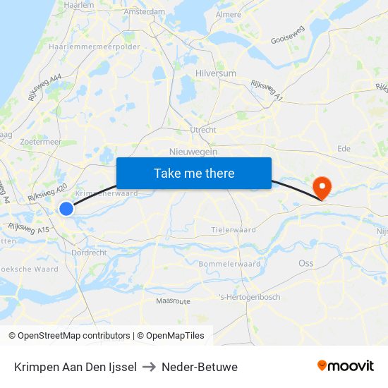 Krimpen Aan Den Ijssel to Neder-Betuwe map